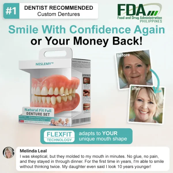 🦷NESLEMY™🦷 Natural Fit Full Denture Set（✅ Clinically backed comfort-fit dentures — Trusted for all-day comfort.）