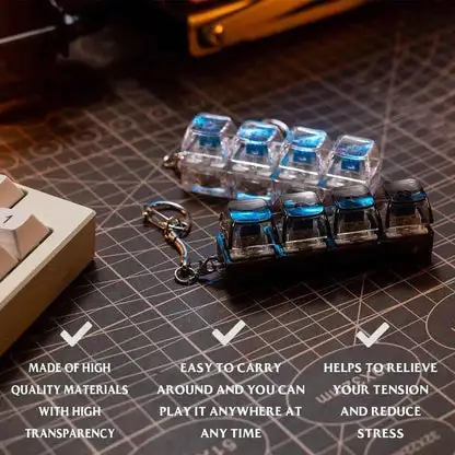 NESLEMY™🧸Fidget Toys, Stress Relief Model, LED Keyboard Keychain