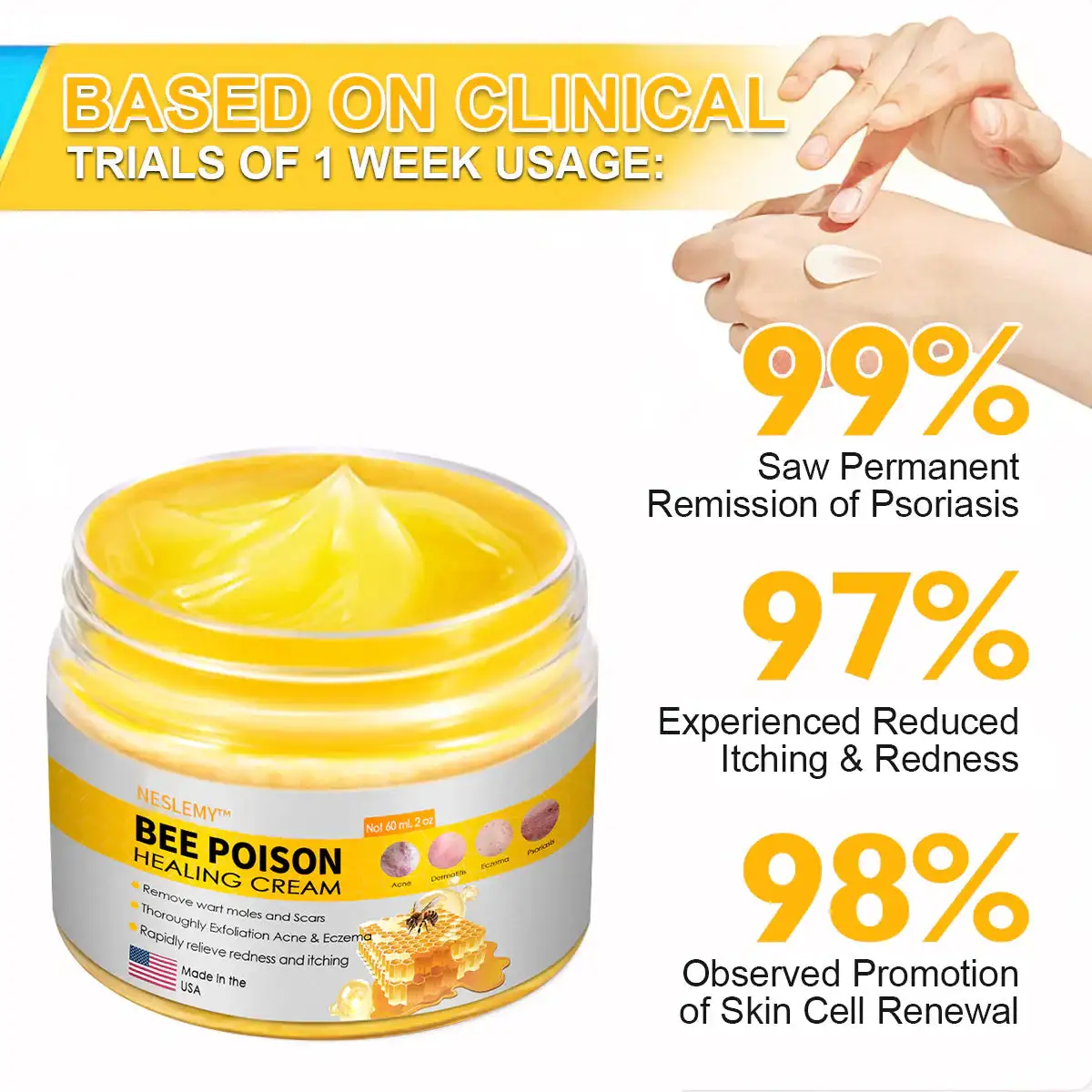 NESLEMY™ Bee Poison Skin Cream(👨⚕AAD Recommended),for Remove Warts, Acne and Scars