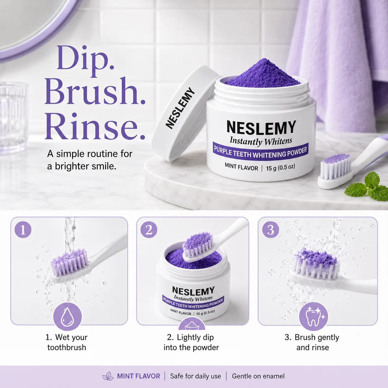 ⏰Buy 1 Get 1 Free – Last Day🔥NESLEMY Purple Teeth Whitening Powder