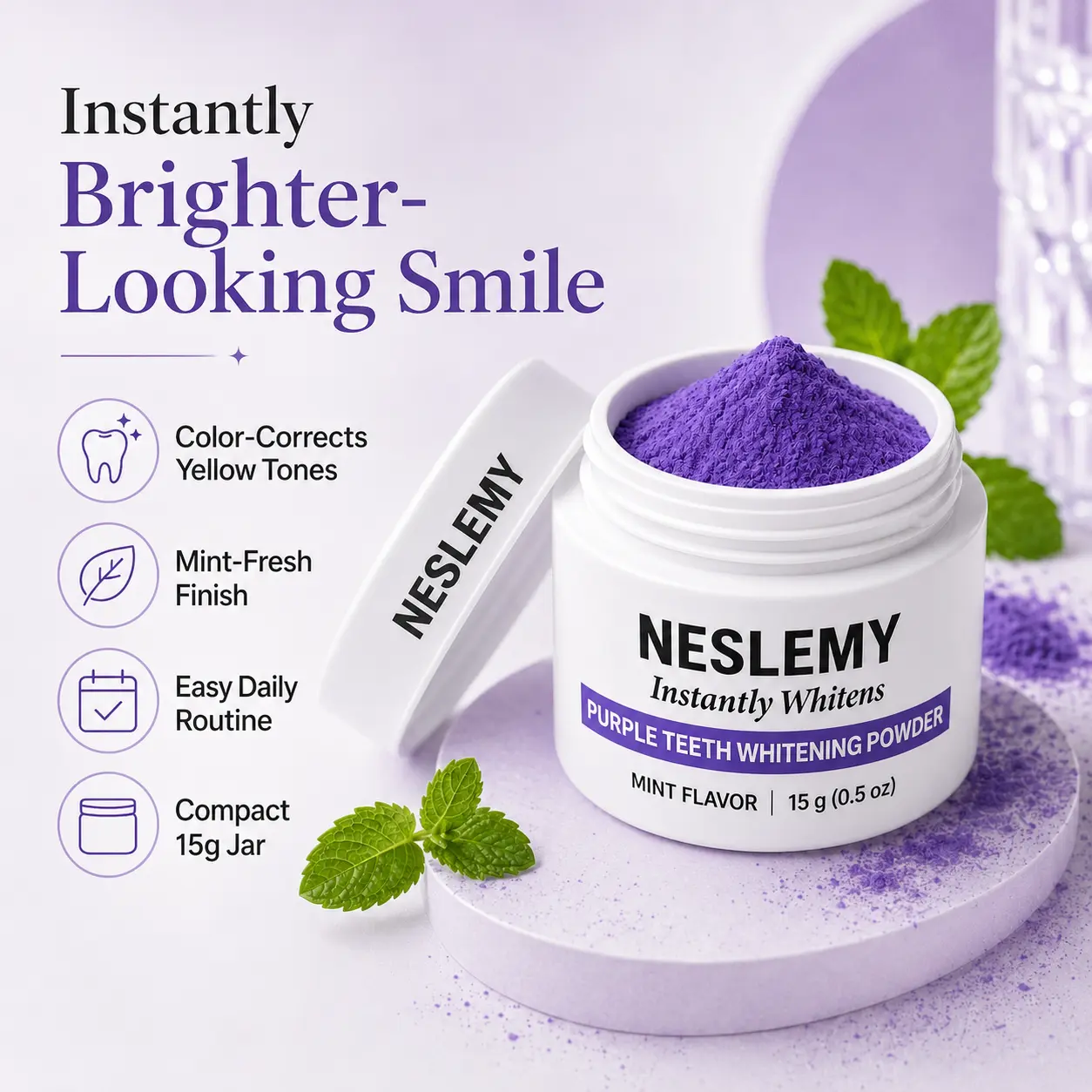 ⏰Buy 1 Get 1 Free – Last Day🔥NESLEMY Purple Teeth Whitening Powder