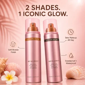 NESLEMY Bronze Veil Waterproof Setting Spray – Sun-Kissed Glow Makeup Finishing Mist