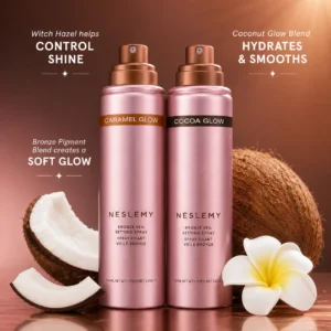 NESLEMY Bronze Veil Waterproof Setting Spray – Sun-Kissed Glow Makeup Finishing Mist