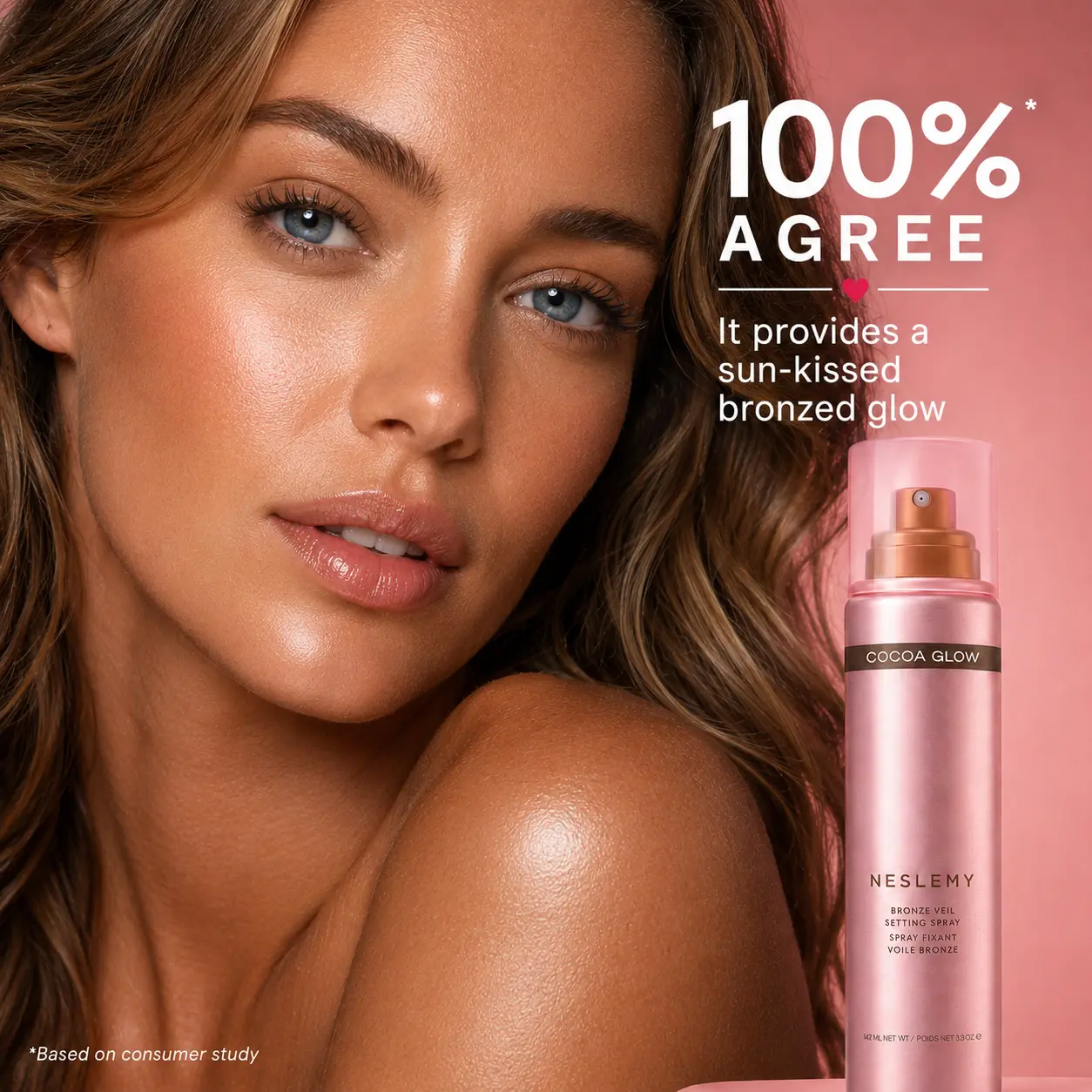 NESLEMY Bronze Veil Waterproof Setting Spray – Sun-Kissed Glow Makeup Finishing Mist