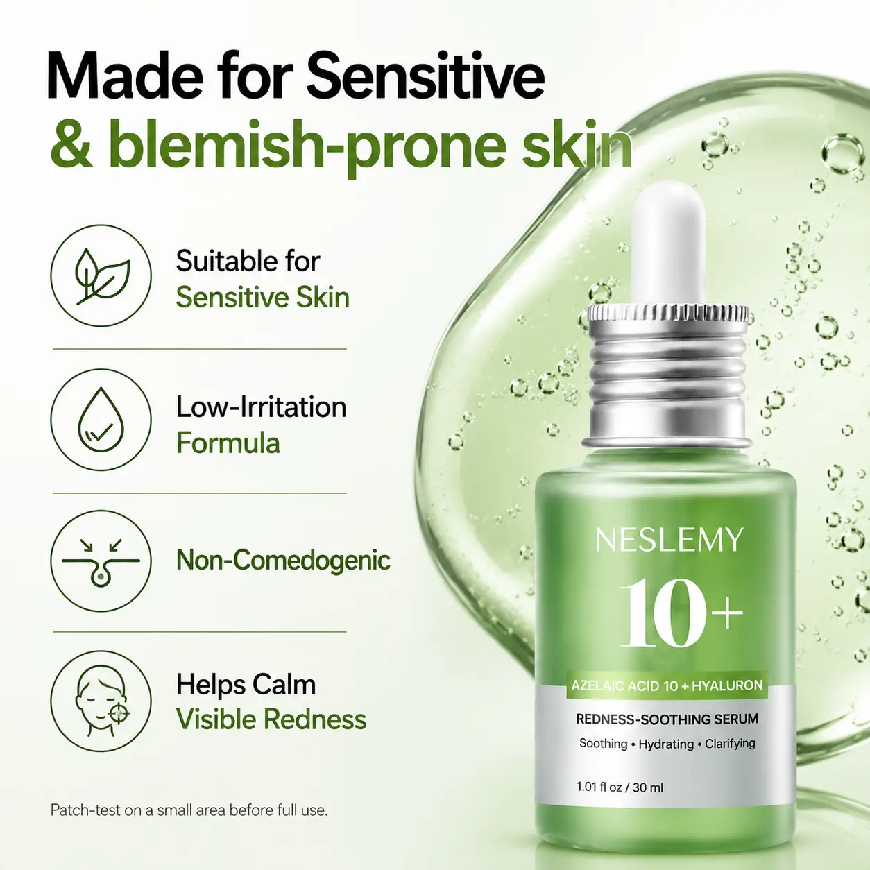 🌿 NESLEMY 10% Azelaic Acid + Hyaluron Soothing Serum ✨