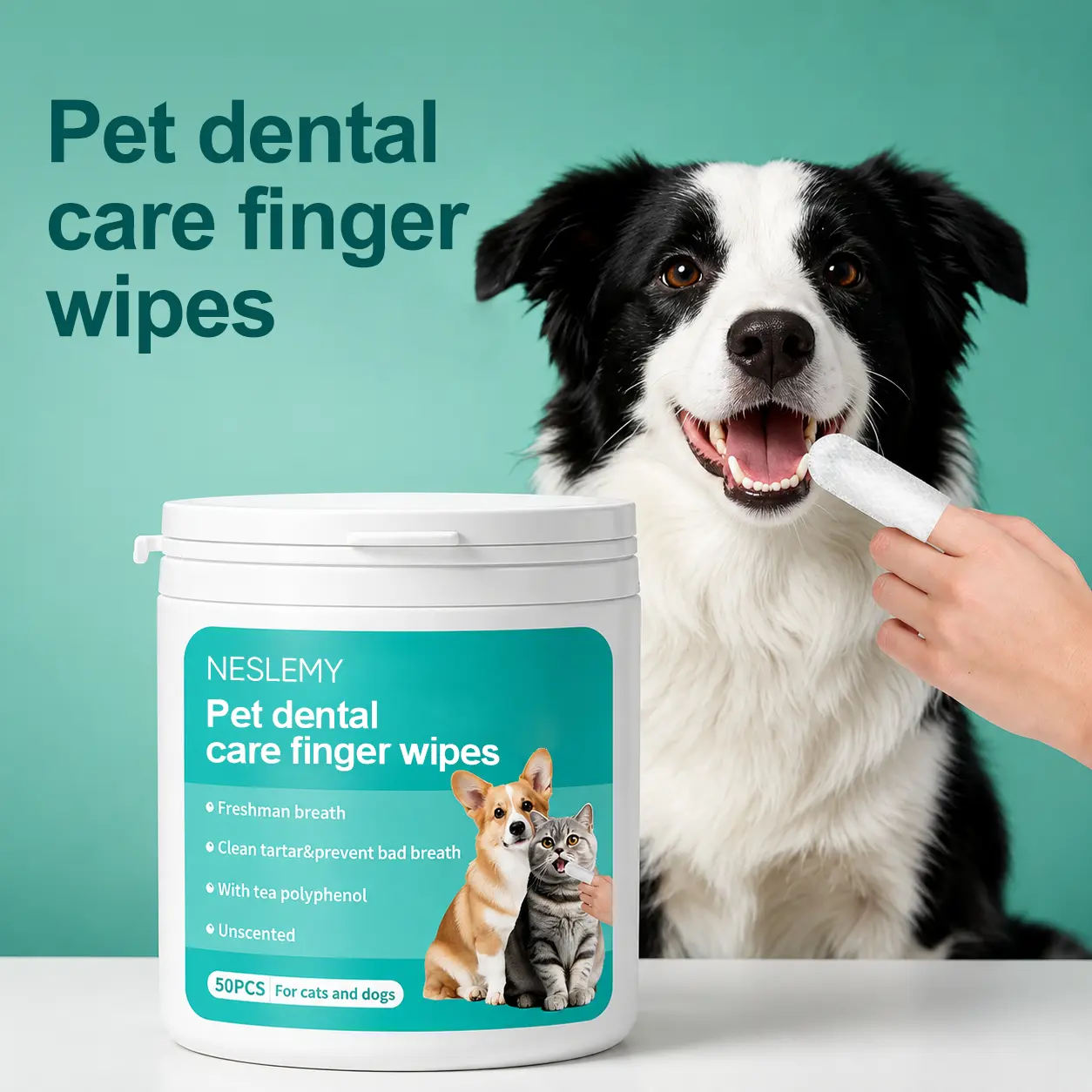 NESLEMY|Pet Dental Care Finger Wipes