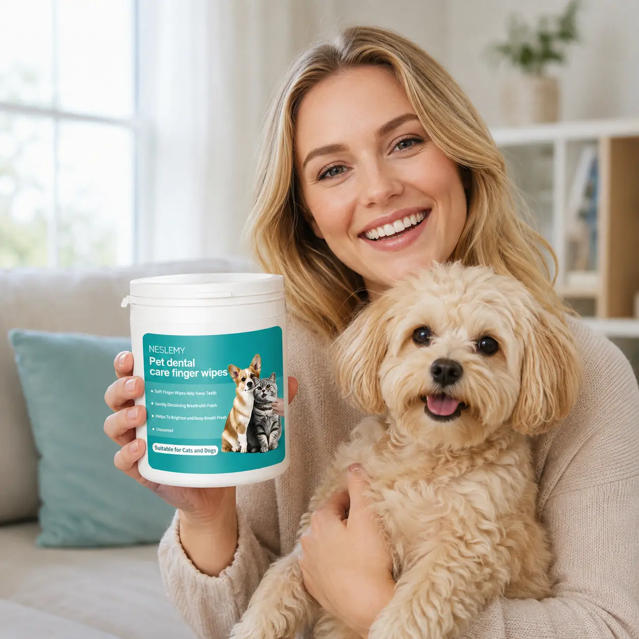NESLEMY|Pet Dental Care Finger Wipes