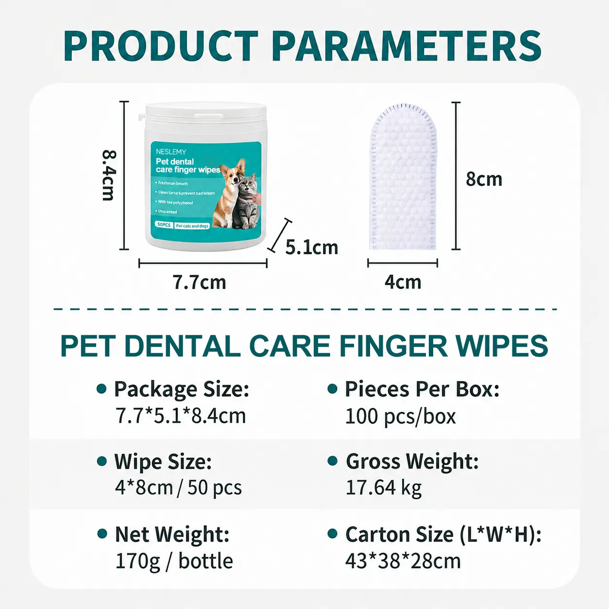 NESLEMY|Pet Dental Care Finger Wipes