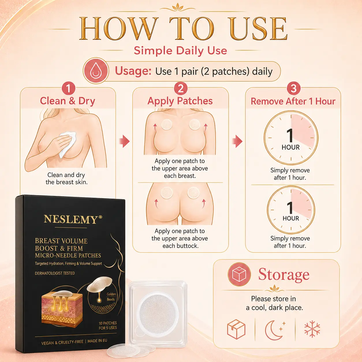 ✨ New Beauty Secret: NESLEMY® Bust & Body Micro-Tip Firming Patches 💕