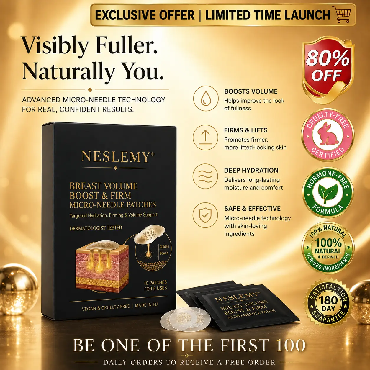 ✨ New Beauty Secret: NESLEMY® Bust & Body Micro-Tip Firming Patches 💕