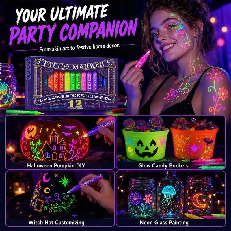 Neslemy Glow Party Tattoo Pens