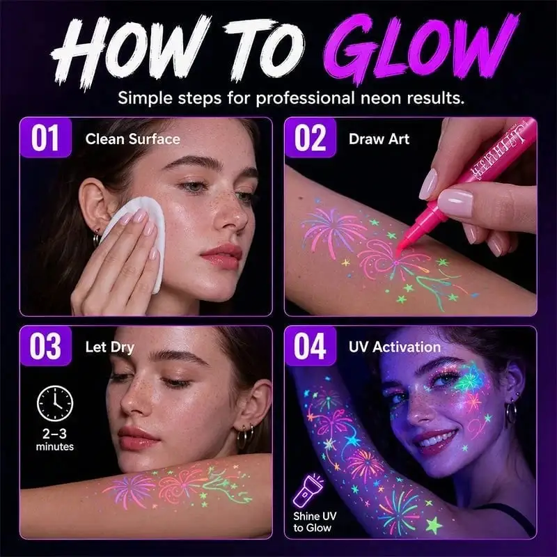 Neslemy Glow Party Tattoo Pens
